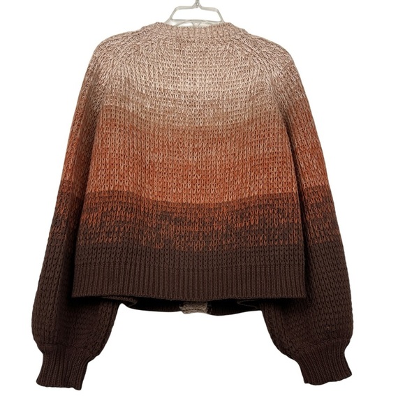 The Great. Dusk Ombré Stripe Chunky Knit Cardigan Sweater - Picture 5 of 8